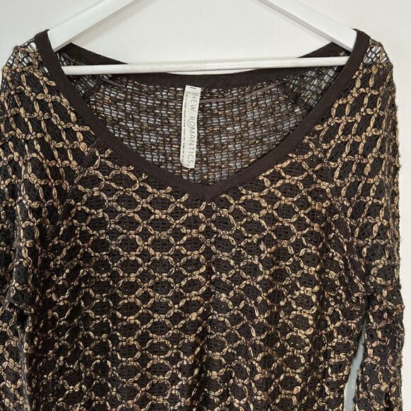 Free People New Romantics Joan of Arc Brown and Gold Sweater Dress - Picture 4 of 11
